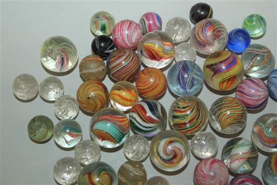 A collection of various Victorian marbles, largest 0.75in.